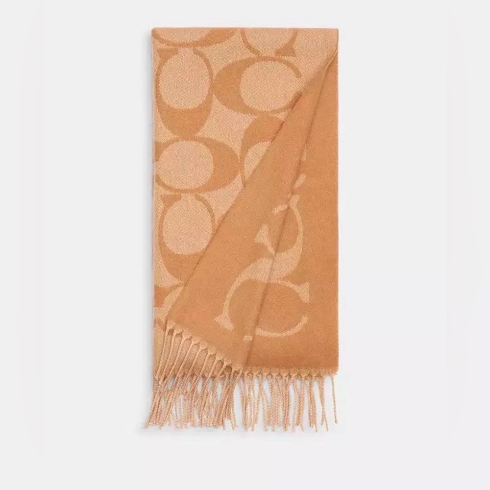Coach Signature Scarf Camel CU807 NWT Limited Time Offer Authentic